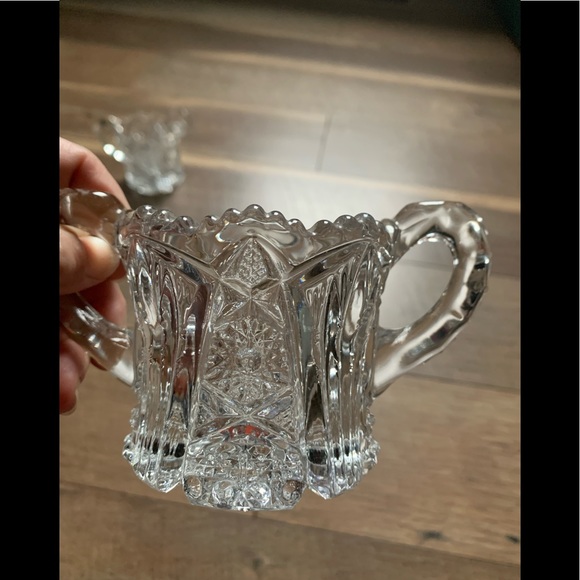 Antique Imperial Glass Nu-Cut #212 Open Sugar Bowl And Creamer Set c 1913 - Picture 2 of 9